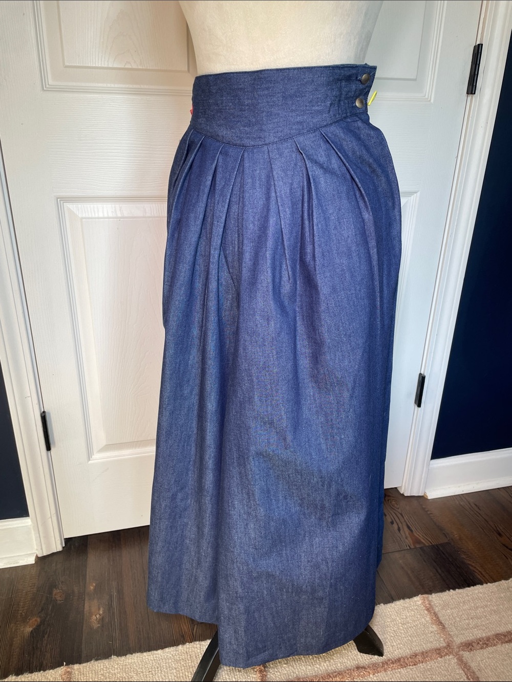 Vintage 80s Peddlers Denim Wide Leg Pants Pleated High Rise Culottes Size S